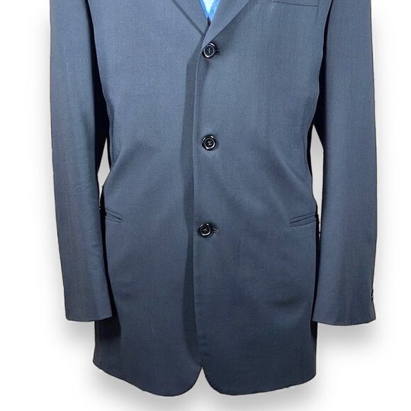 Donna Karan Signature Blazer Mens 44L Black Italian Wool Three Button Sport Coat - Picture 5 of 16